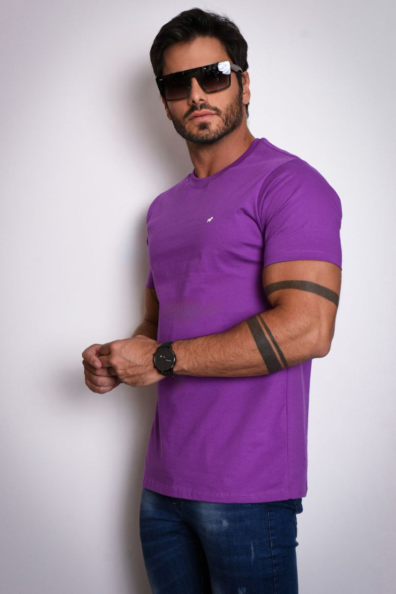 Camiseta Básica Rolty Gola O (Roxo)